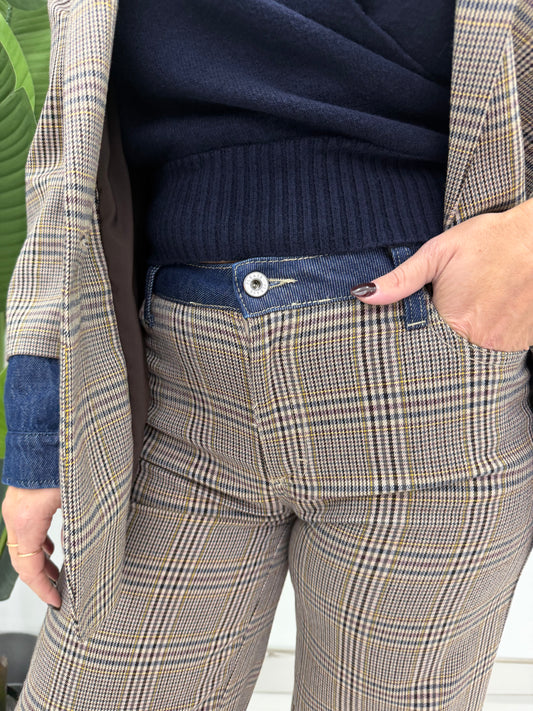 Please-Pantalone Quadretti Jeans