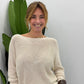 Maglione girocollo traforato vestibilità morbida