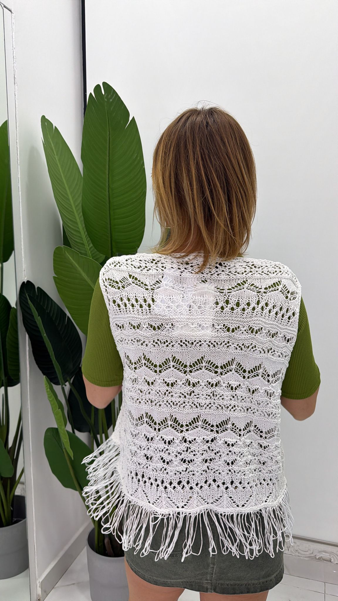 gilet fettuccia con frange