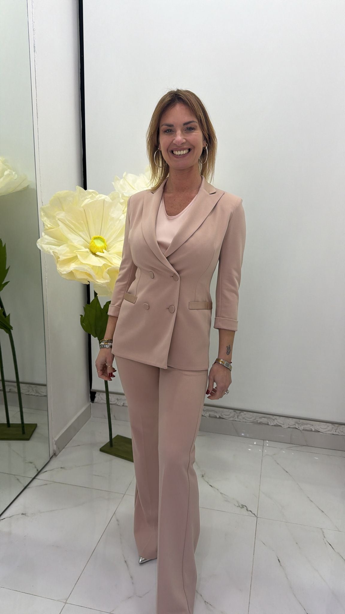 Blazer doppiopetto con maniche tre quarti
