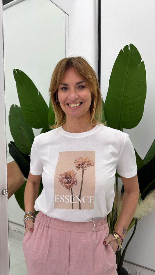 T-shirt girocollo stampa botanica frontale