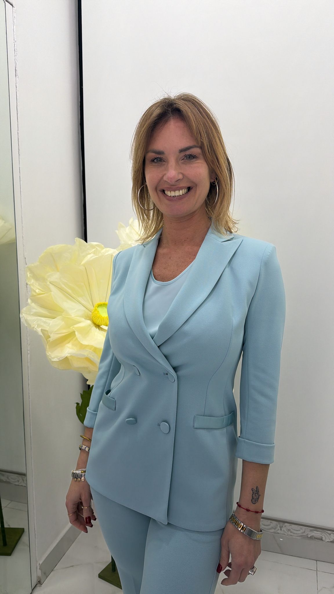 Blazer doppiopetto con maniche tre quarti